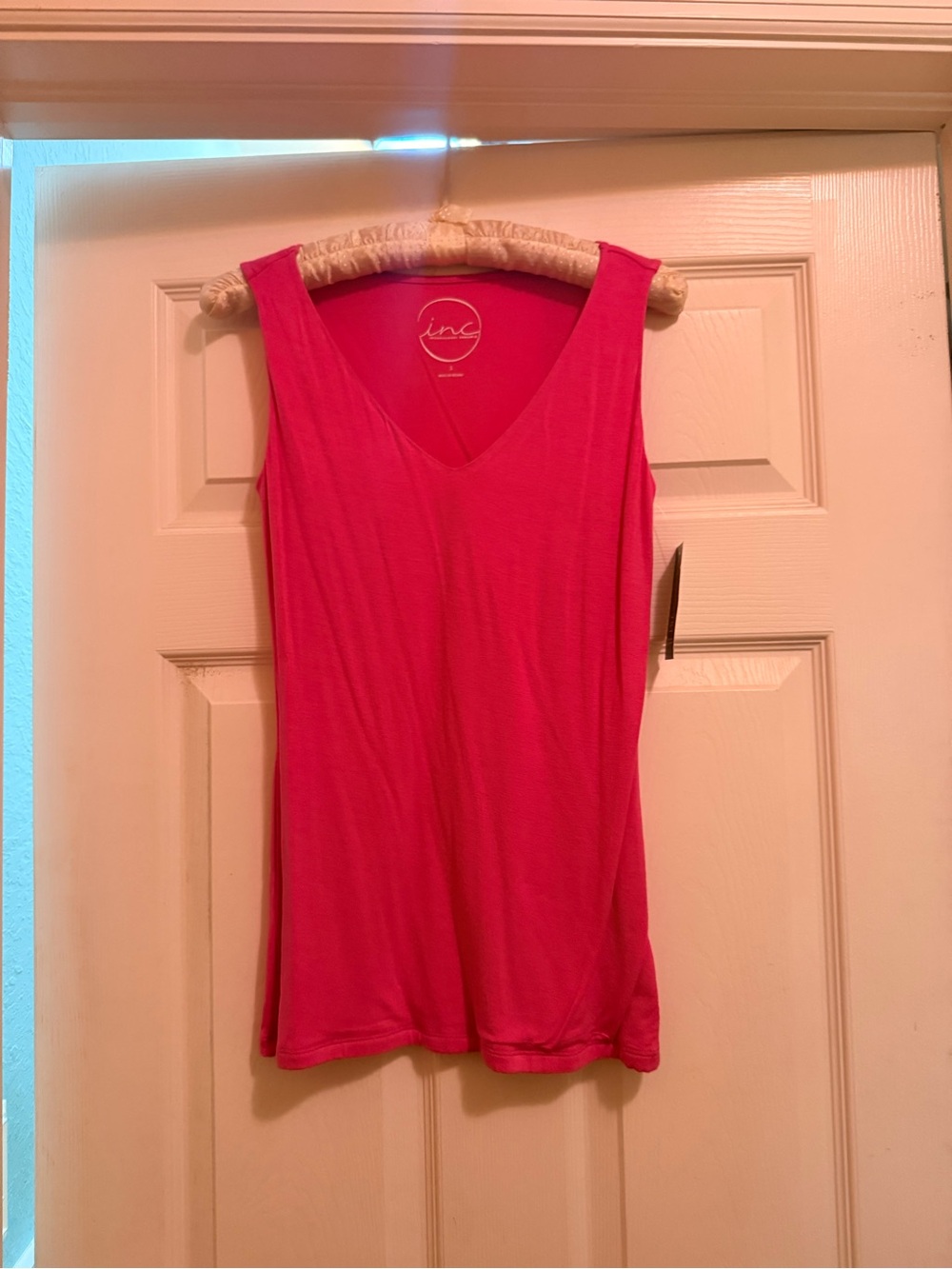 INC International Concepts Hot Pink V-Neck Sleeveless Tank